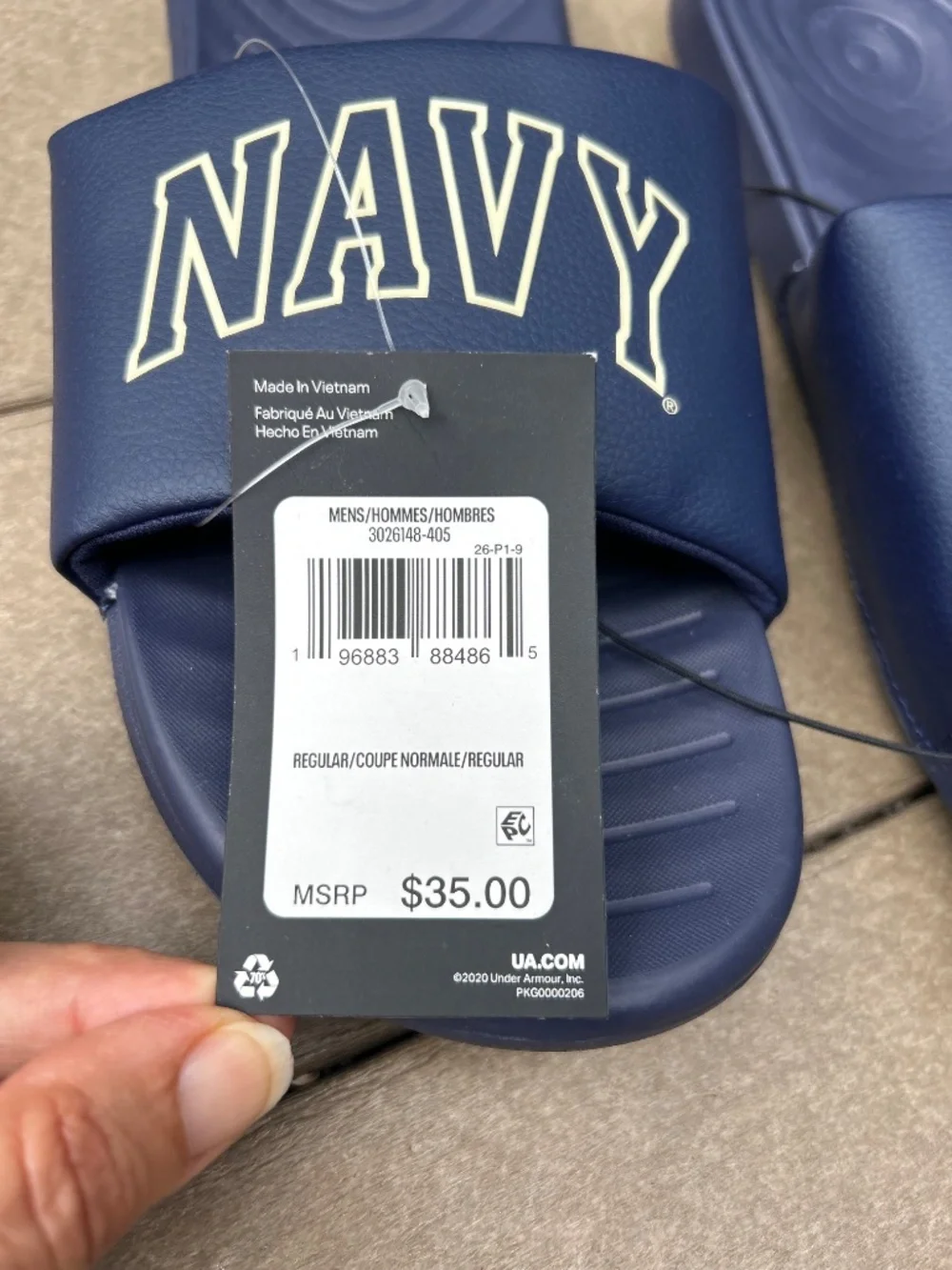 Under Armour Navy Midshipmen Slides  Size 13 NWT